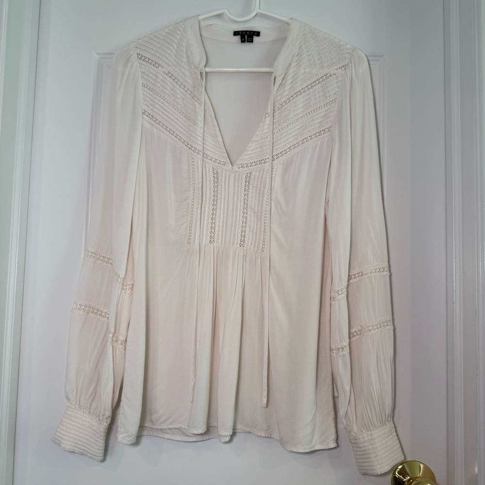 Theory Crochet Details White Tunic Size Small